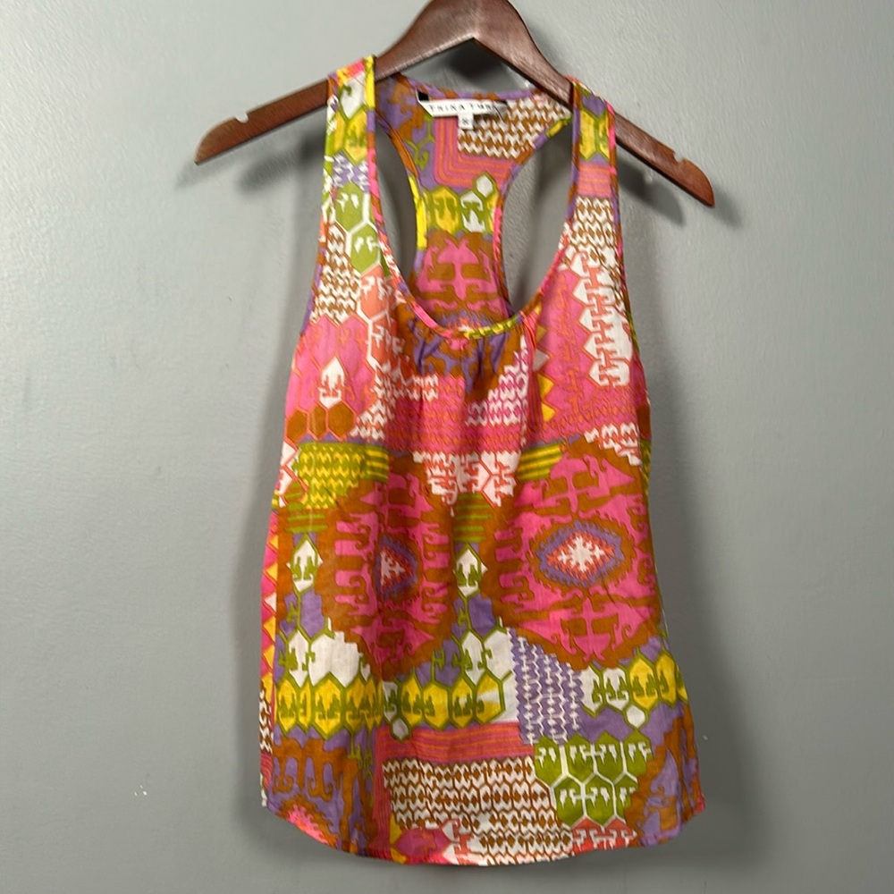 Trina Turk Women's Tank Top Abstract Geometric Sleeveless size small